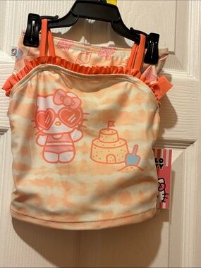 Hello Kitty Peach & Coral Girls' Tankini Top